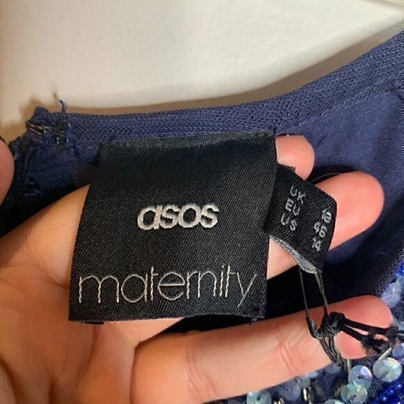 NWT Asos navy beaded maternity dress - Picture 3 of 5